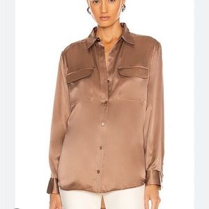Equipment Doeskin Brown Signature Button Down Top